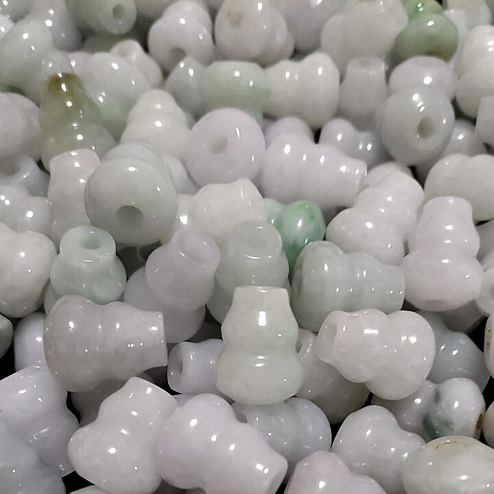 缅甸翡翠A货散珠玉珠子大孔葫芦手工串珠DIY佛珠手链项链饰品配件
