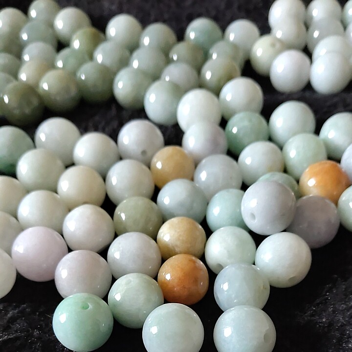 挑选后纯天然缅甸玉石A货三彩翡翠散珠13mm圆珠diy手链玉珠子