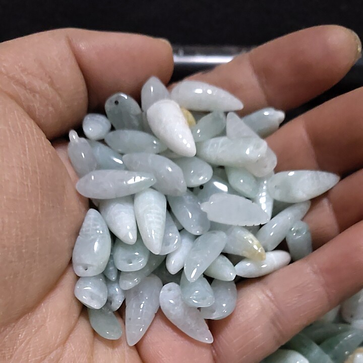 A货翡翠diy手工配件玉石散件小玉米散珠吊坠耳环车挂包挂配珠材料