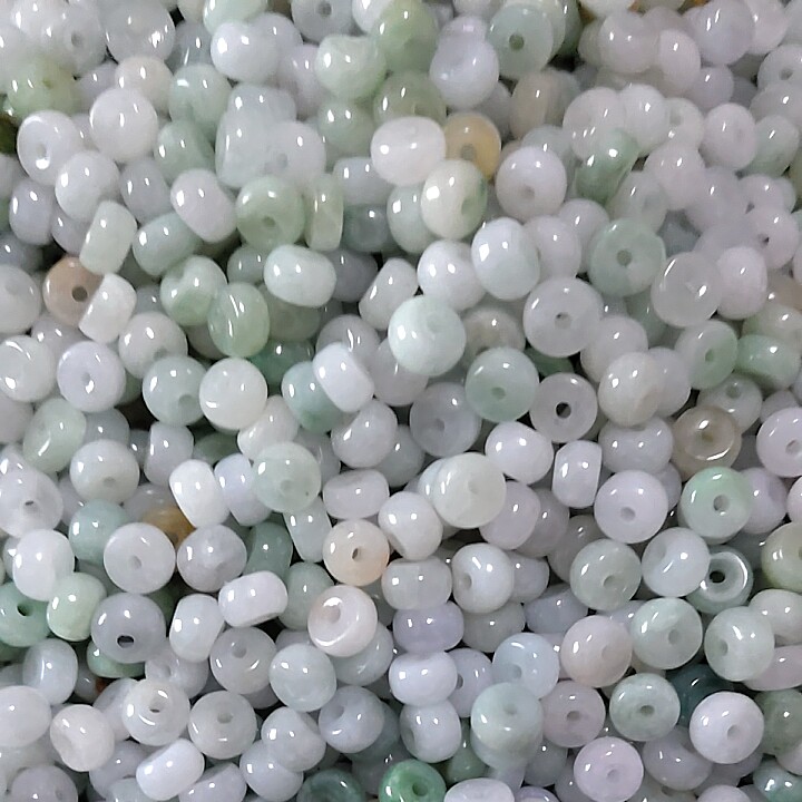 天然冰糯种翡翠A货算盘珠散珠 diy手编玉石配件手链项链隔珠隔片