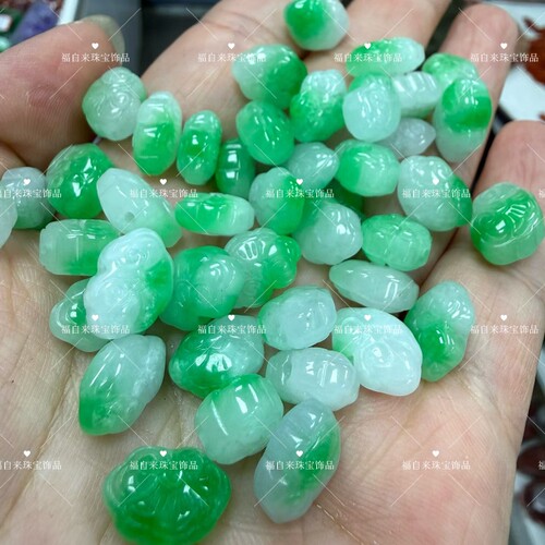 缅甸翡翠飘绿红黄绿色散珠diy手链项链编织珠玉石玉石珠玉珠子