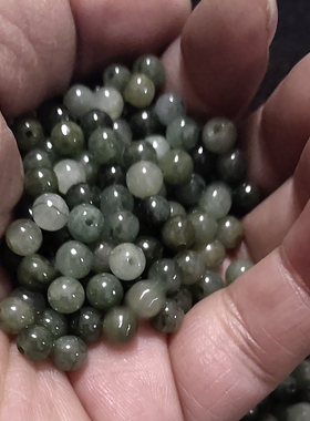 整包5.5-6mm缅甸翡翠A货油青散珠圆珠子diy手链项链配件配饰尾珠