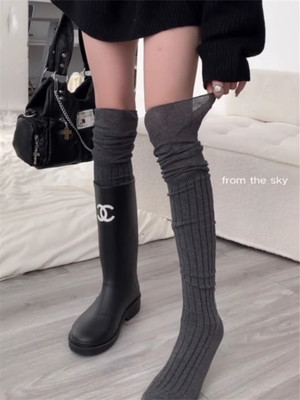 2双装 高级灰色MlU风配长靴过膝可堆堆