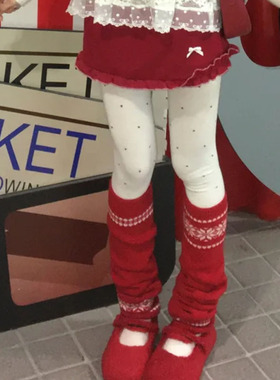 风是生活的读者2025冬费尔岛雪花红色堆堆袜套韩系ins风宽松女DF