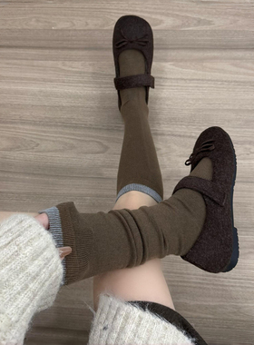 冬季这个土土的咖色实在太好搭妥妥的韩系女高桑蚕丝羊毛袜子女DF