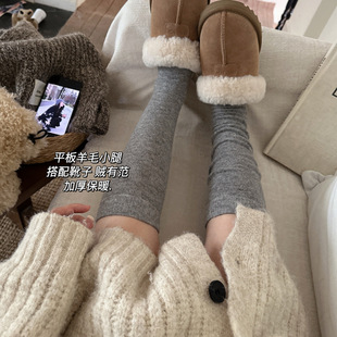 2025冬季 羊毛纯色堆堆袜子女ins潮加绒加厚长袜保暖堆堆小腿袜DF