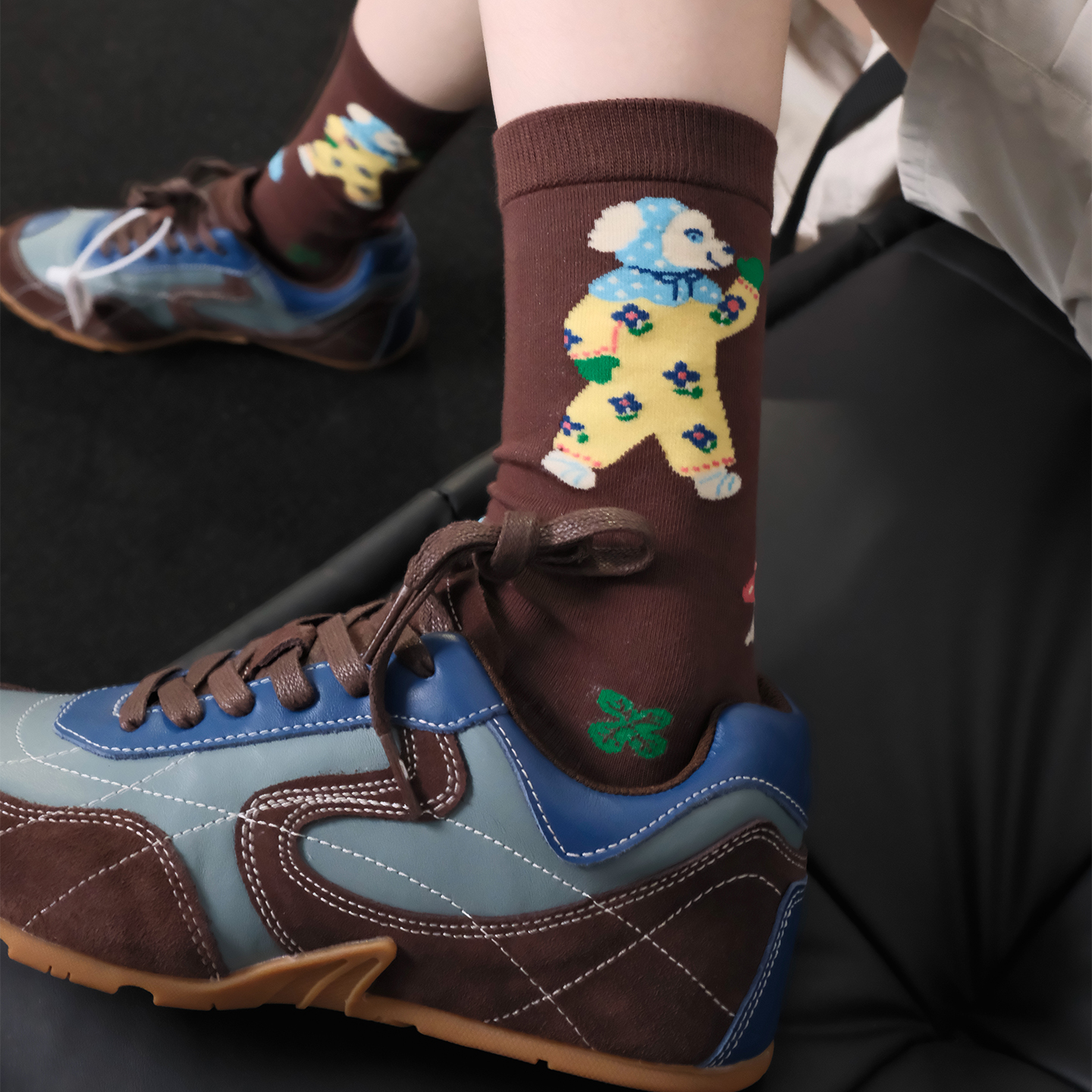 ZeroG[早八人的精致感]秋冬卡通动物条纹袜子女日系文艺中筒袜