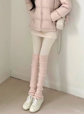 蜜桃乌龙】瑜伽袜套粉色堆堆过膝长筒袜保暖踩脚普拉提运动腿套女