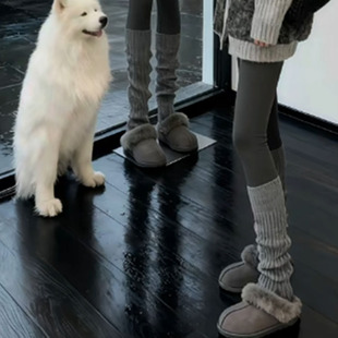 我们都是生活 学徒2025冬潮流竖条简约百搭加厚针织小腿袜套女DF