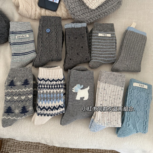 2025冬季 组合堆堆袜DF 加厚韩国ins羊毛袜保暖女中筒袜小红书同款