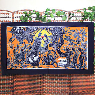 云南特色民族工艺品蜡染画孔雀公主家居餐厅酒吧墙壁装饰手工布画