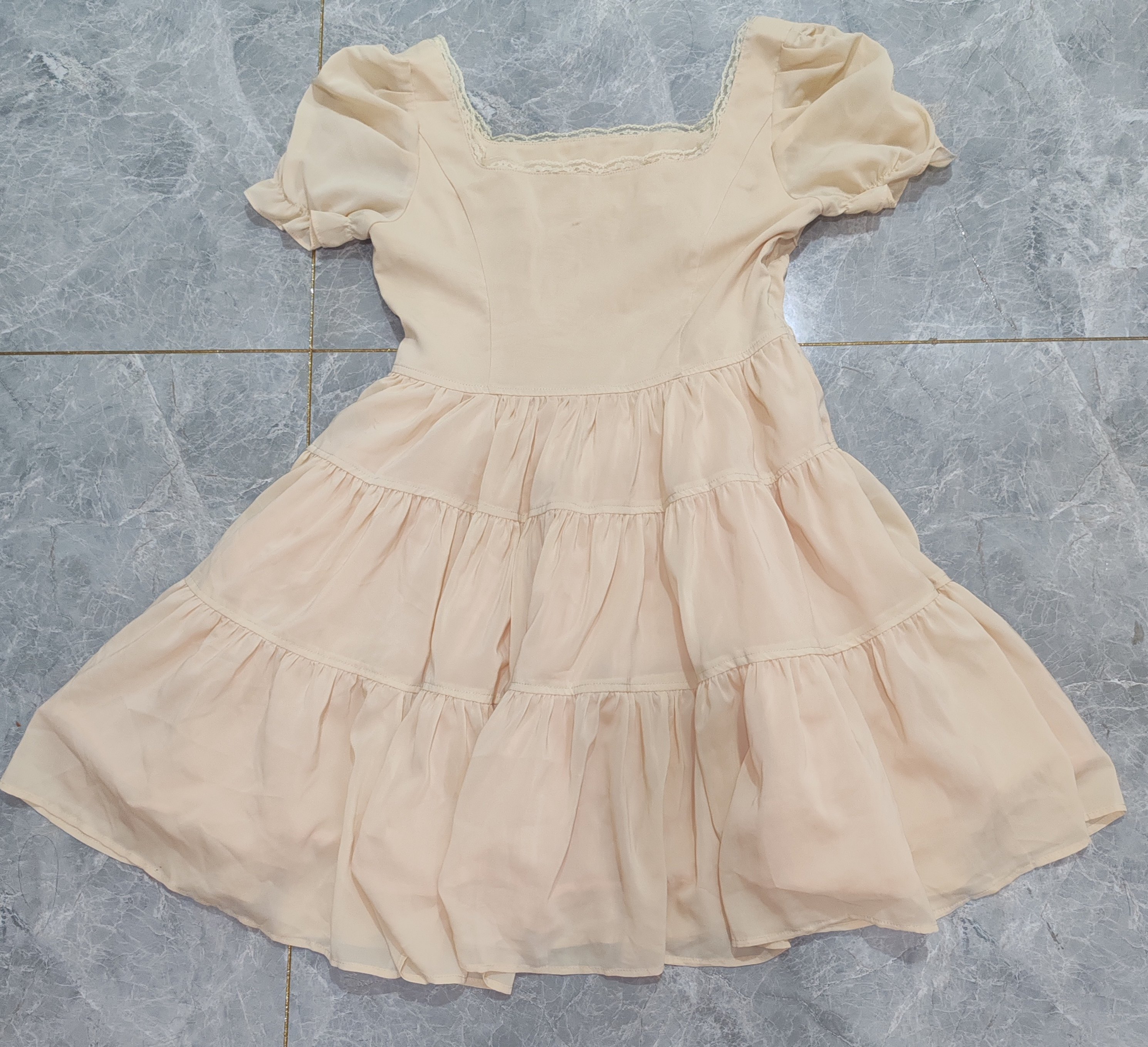 花儿开了 原版法式小清新短袖大摆连衣裙女夏季2025新款收腰显瘦