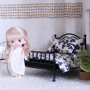 BJD娃屋场景道具迷你床具套装娃娃家俱diy配件