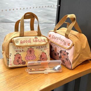 卡皮巴拉保温袋水豚加厚防水学生通用带饭便当包手提袋铝箱装餐袋