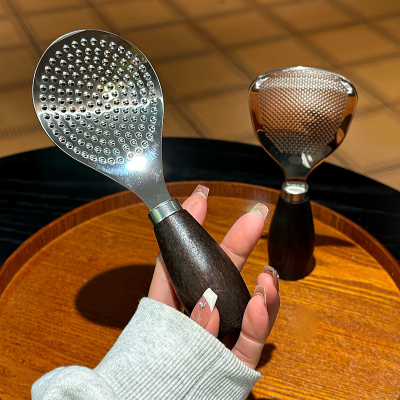 简约不锈钢304铲子米饭勺可立式实木手柄饭勺家用厨房勺子盛饭勺