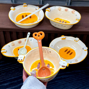 可爱陶瓷面包吐司餐具家用米饭碗菜盘子沙拉碗釉下彩耐高温一人食