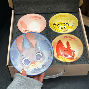 疯狂动物城陶瓷儿童米饭碗套装礼盒家用伴手礼高颜值4件套水果碗