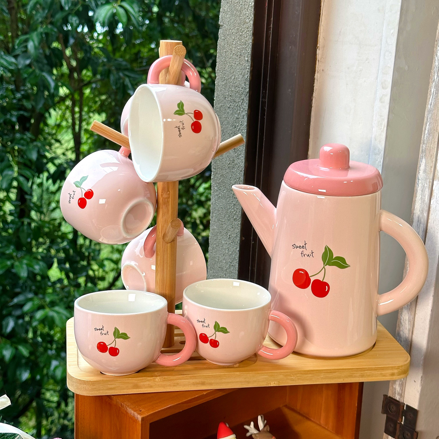 ins小清新陶瓷花茶具套装带托盘