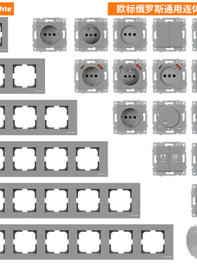 80型16A德式欧标俄罗斯插座带USB电源俄式法标连体墙壁灰色面板