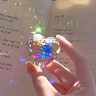 太阳捕手棱光镜合色爱心光之立方体玻璃折射五彩透光水晶球摆件