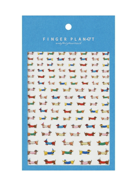 指行星FINGERPLANET美甲贴纸贴花可爱指甲贴腊肠狗LCG000071