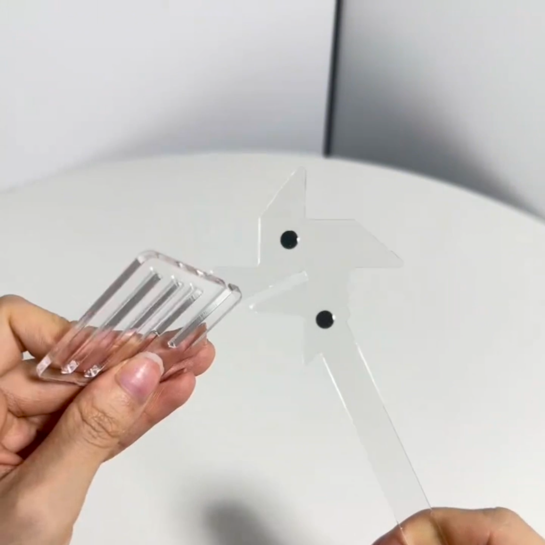 亚克力透明打卡棒手持拍照神器展示小卡立牌风车磁吸谷子推荐礼物