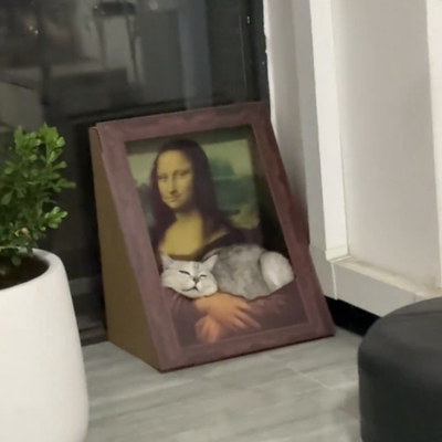蒙娜丽莎油画猫窝猫抓板瓦楞纸耐磨不掉屑猫屋世界名画框猫窝玩具