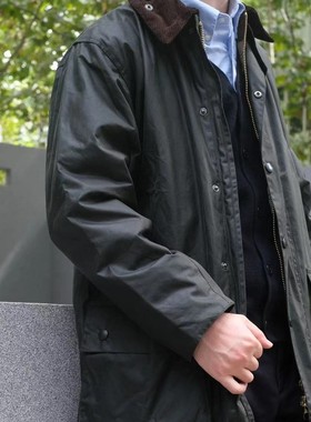 除暴同款 英国barbour border经典长款油蜡夹克巴伯尔风衣外套男