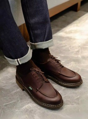 法国paraboot chambord男款鞋休闲皮鞋真皮德比鞋挪威缝低帮男鞋