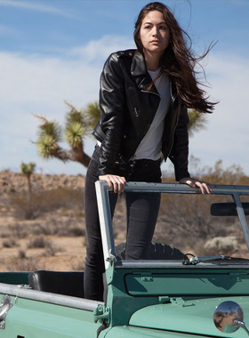 Schott NYC肖特女式机车摇滚羊羔皮衣夹克218W LadyGaGa同款