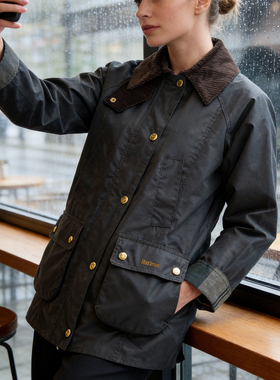 英国 Barbour Modern Beadnell女巴恩风外套夹克油蜡风衣格纹袖