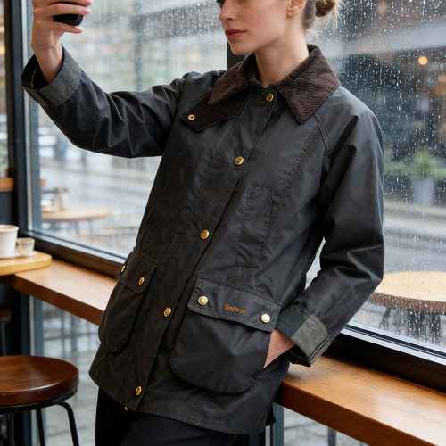 英国 Barbour Modern Beadnell女巴恩风外套夹克油蜡风衣格纹袖