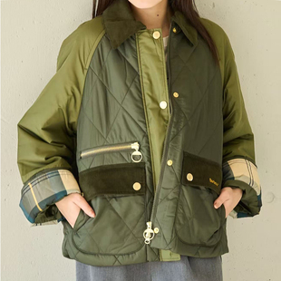现货 Martha女士巴恩风绗缝拼色夹棉外套夹克棉服 英国Barbour
