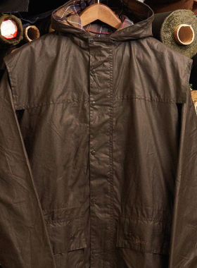 Barbour Durham男女同款连帽狩猎油蜡外套夹克涂蜡复古风衣