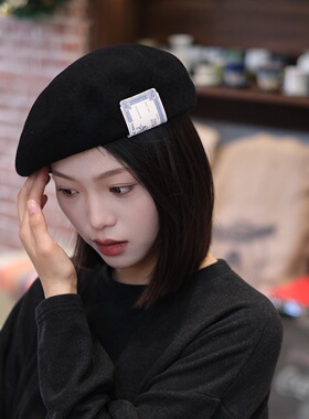 4 THE H.W.DOG日产HWDOG BASIC BERET贝雷帽hw dog女秋冬款羊毛呢