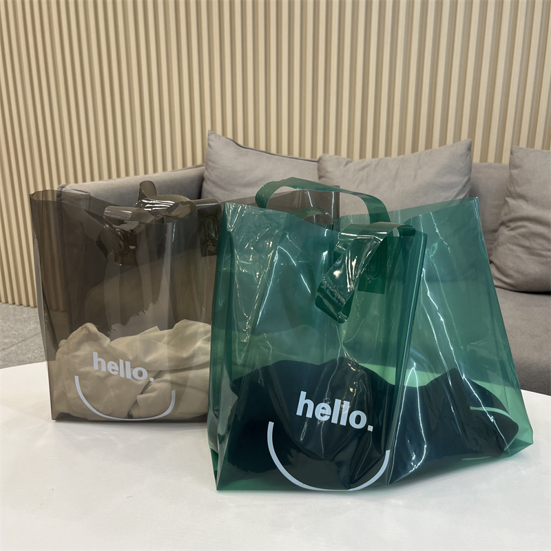 新款HELLO透明黑服装店手提包装购物袋女装袋原创礼品袋定制LOGO