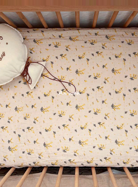 安晚 北欧婴儿床笠夏天纯棉新生儿纱布床垫套宝宝床单床上用品