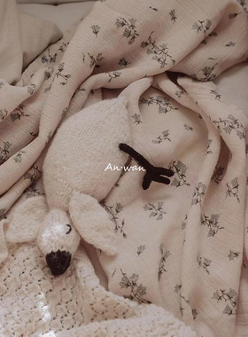 安晚 ins婴儿包巾双层新生儿包单盖毯0-3岁宝宝纱布巾透气棉麻