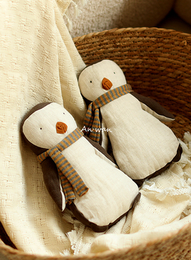 安晚 北欧企鹅玩偶公仔 手工安抚玩偶婴儿可入口抱睡公仔生日礼物