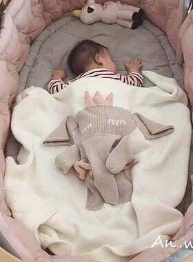 安晚 婴儿毛毯全棉ins风宝宝推车盖毯春夏四季通用新生儿毛毯子