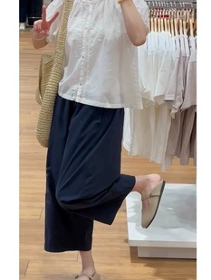高腰宽松垂感休闲萝卜裤 大码 夏季 女装 子 微胖mm遮胯显瘦气球九分裤