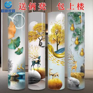圆形创意转角玄关圆柱鞋 架多功能收纳柜门厅柜 柜 360度旋转鞋