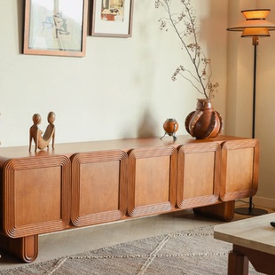 中古实木电视柜复古法式客厅电视柜诧寂美式乡村圆弧电视柜餐边柜