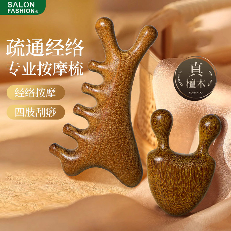 厂家直销小蜗牛造型与四合一多功能络按摩梳便携式檀木防脱发梳