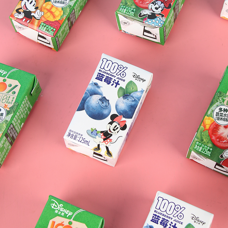 Disney/迪士尼 100%蓝莓苹果胡萝卜复合果蔬汁125mL卡通儿童饮料