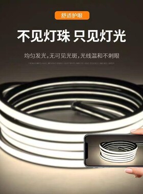 LED黑色硅胶带线条灯带嵌入式12/24/220V防水可弯曲柔性灯槽套管