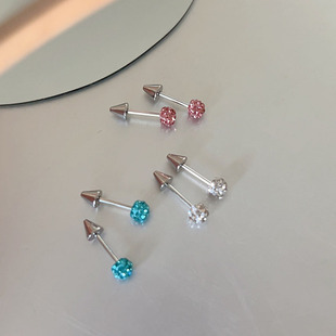 双头恶魔钉角耳骨钉耳钉垂直高位前上耳轮钉医用钛钢养耳洞可爱