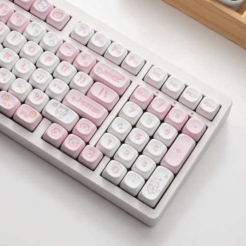 小猫吃鱼键帽粉色MOA高度MAC