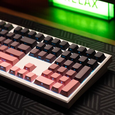 漫步猫Z108机械键盘侧刻透光gasket有线无线女生办公静音麻将音