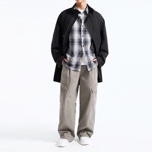 立体褶裥鱼尾廓形外套 精梳棉柔韧垂顺 198G棉质立领派克薄款 风衣